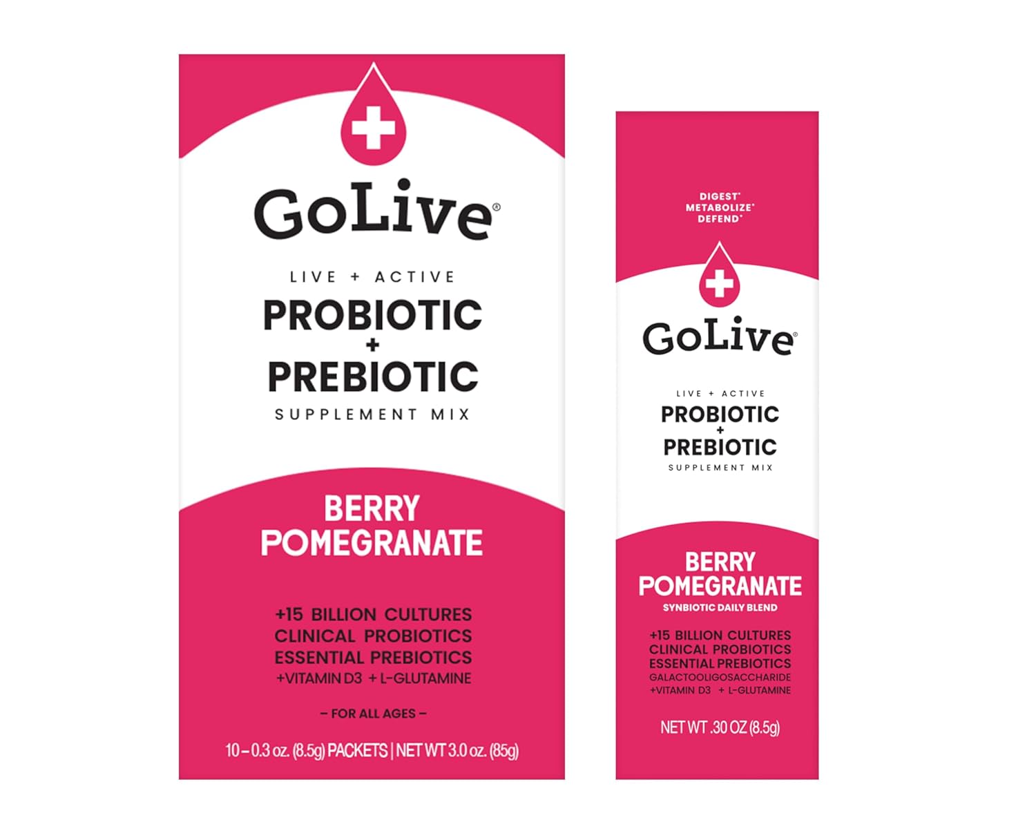 Berry Pomegranate Synbiotic Powder with L-Glutamine, Vitamin D3, and Electrolytes for Gut Health and Immunity - 15-50B CFUs for Women, Men, and Kids
