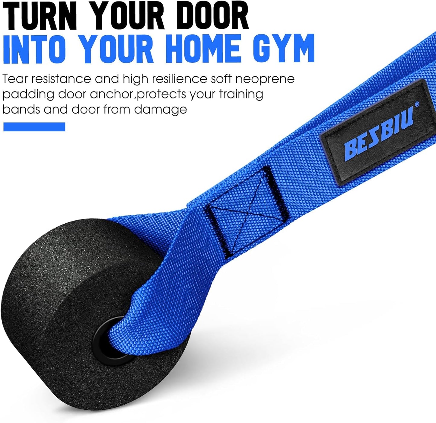 BesBiu Heavy Resistance Bands Set for Men, 300lbs/360lbs Workout Bands with Handles, Door Anchor, Ankle Straps - Home Gym Strength Training Equipment for Stretching