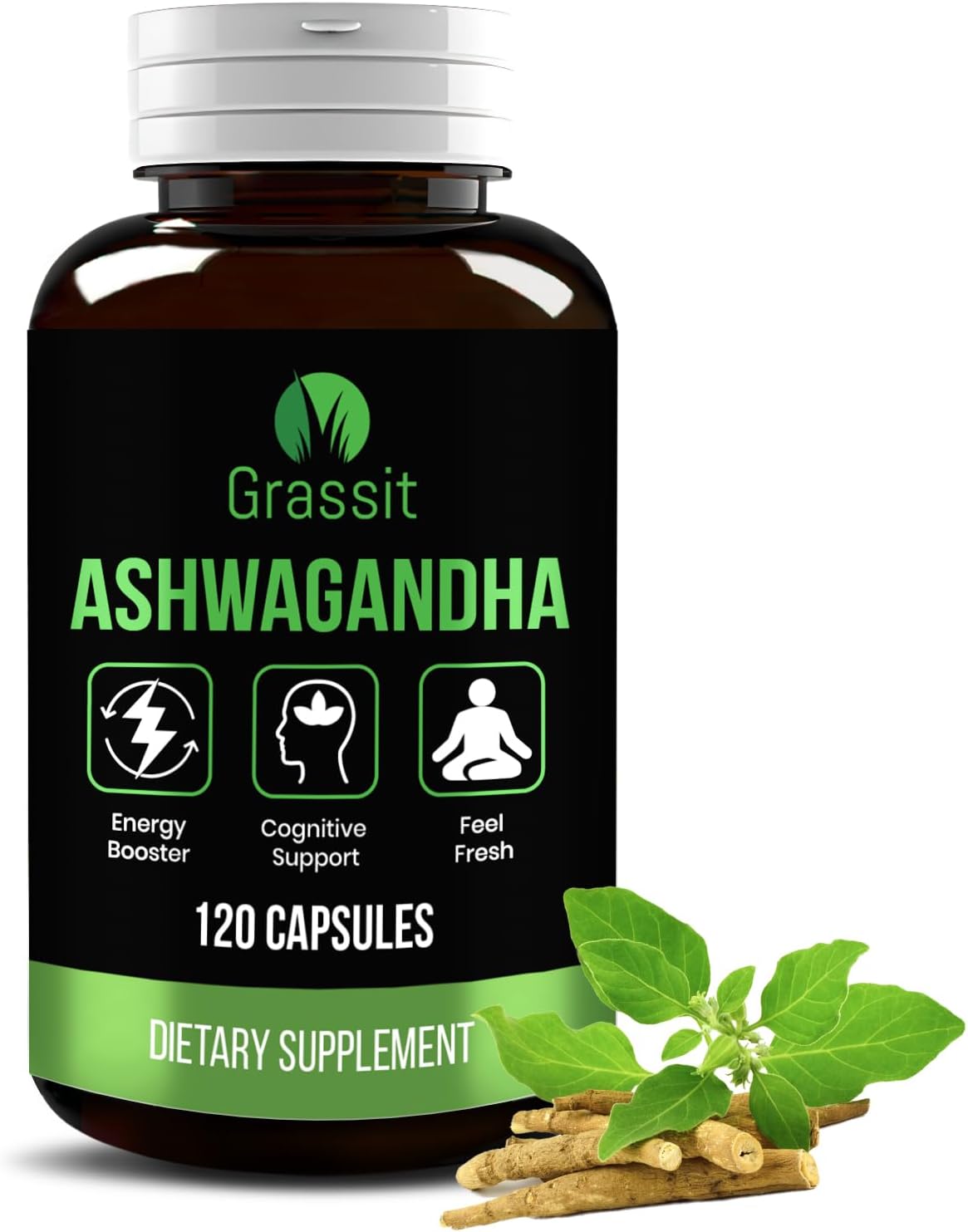Best Naturals Grassit Ashwagandha Supplement 500mg/120 Capsules for Overall Health and Wellness