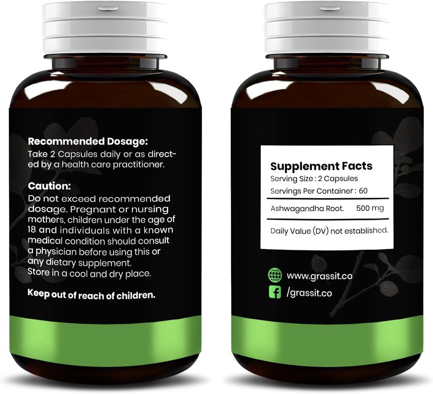 Best Naturals Grassit Ashwagandha Supplement 500mg/120 Capsules for Overall Health and Wellness