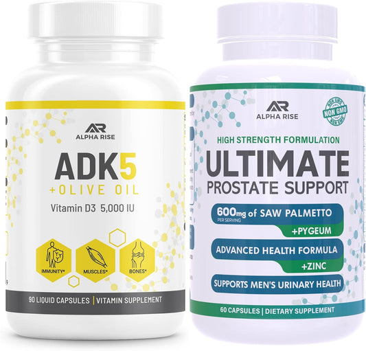 Best Over-The-Counter Prostate Health Supplement for Men - Alpha Rise ADK 5 Vitamin Support