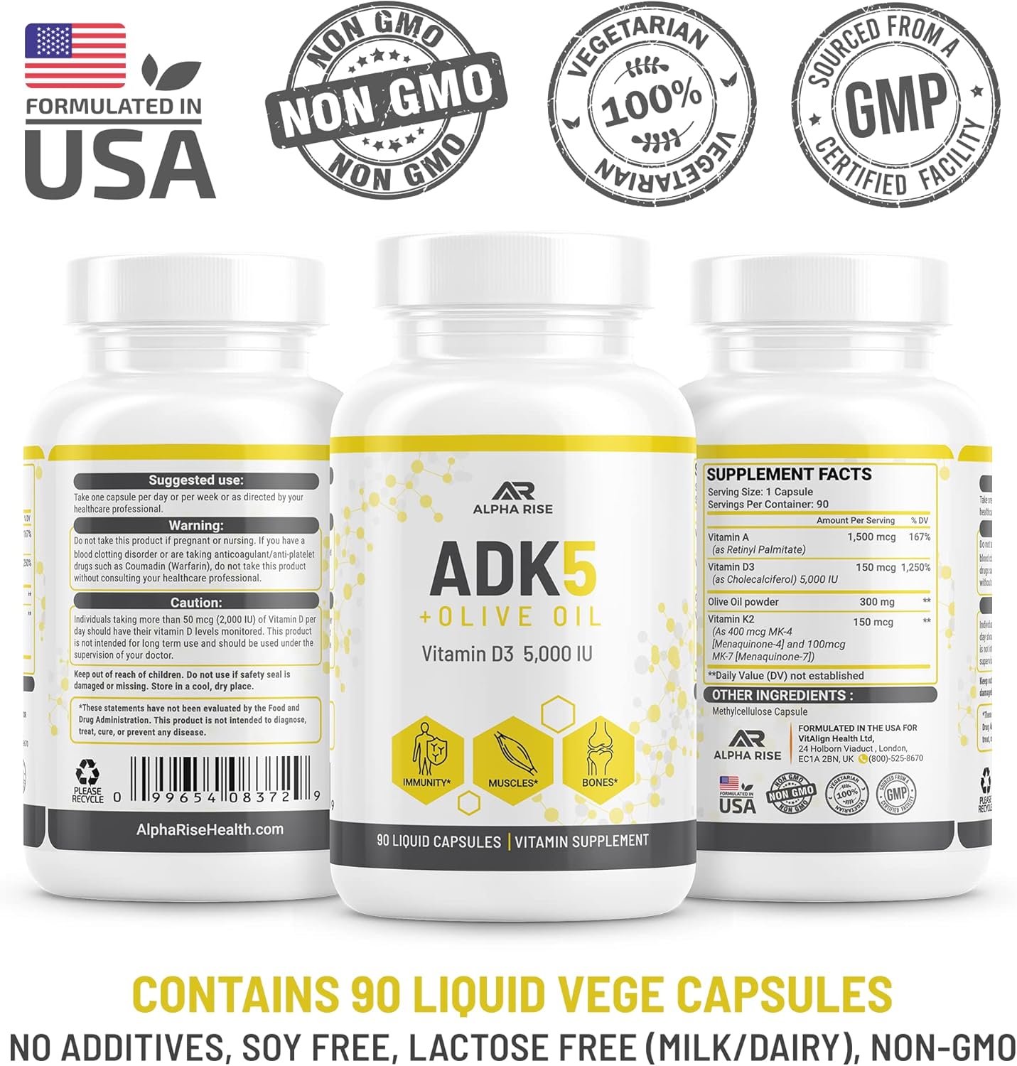 Best Over-The-Counter Prostate Health Supplement for Men - Alpha Rise ADK 5 Vitamin Support