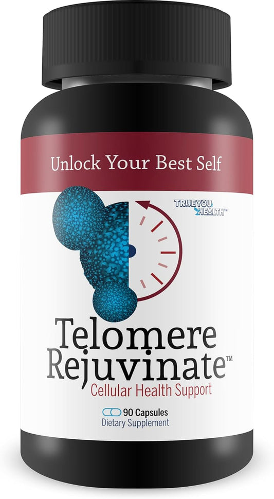 Best Telomere Lengthening Supplement for Anti-Aging & Longevity - True You Health Telomere Rejuvenate Powder Capsules - NAD Supplement for Longer Telomeres & Youthful Aging