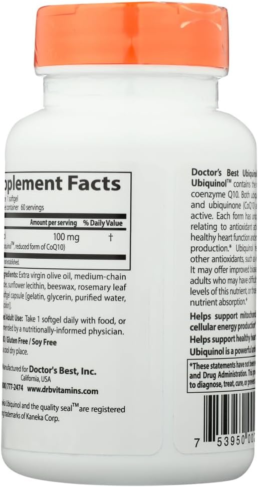 Best Ubiquinol with Kaneka's QH 100mg Softgels - Doctor's Best (180 Count)