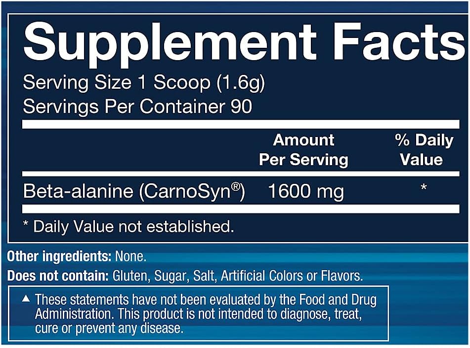 Beta-Alanine Powder Supplement - 5.1 oz. / 90 Servings - Unflavored Formula