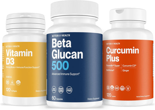 Beta Glucan 500 with Vitamin D3, Curcumin - Immune Boosting Supplement