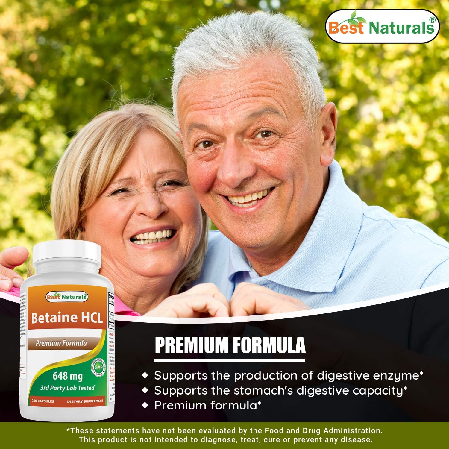 Betaine HCL 648 mg & Ashwagandha Extract 500 Mg - Natural and Effective Digestive Support Formula
