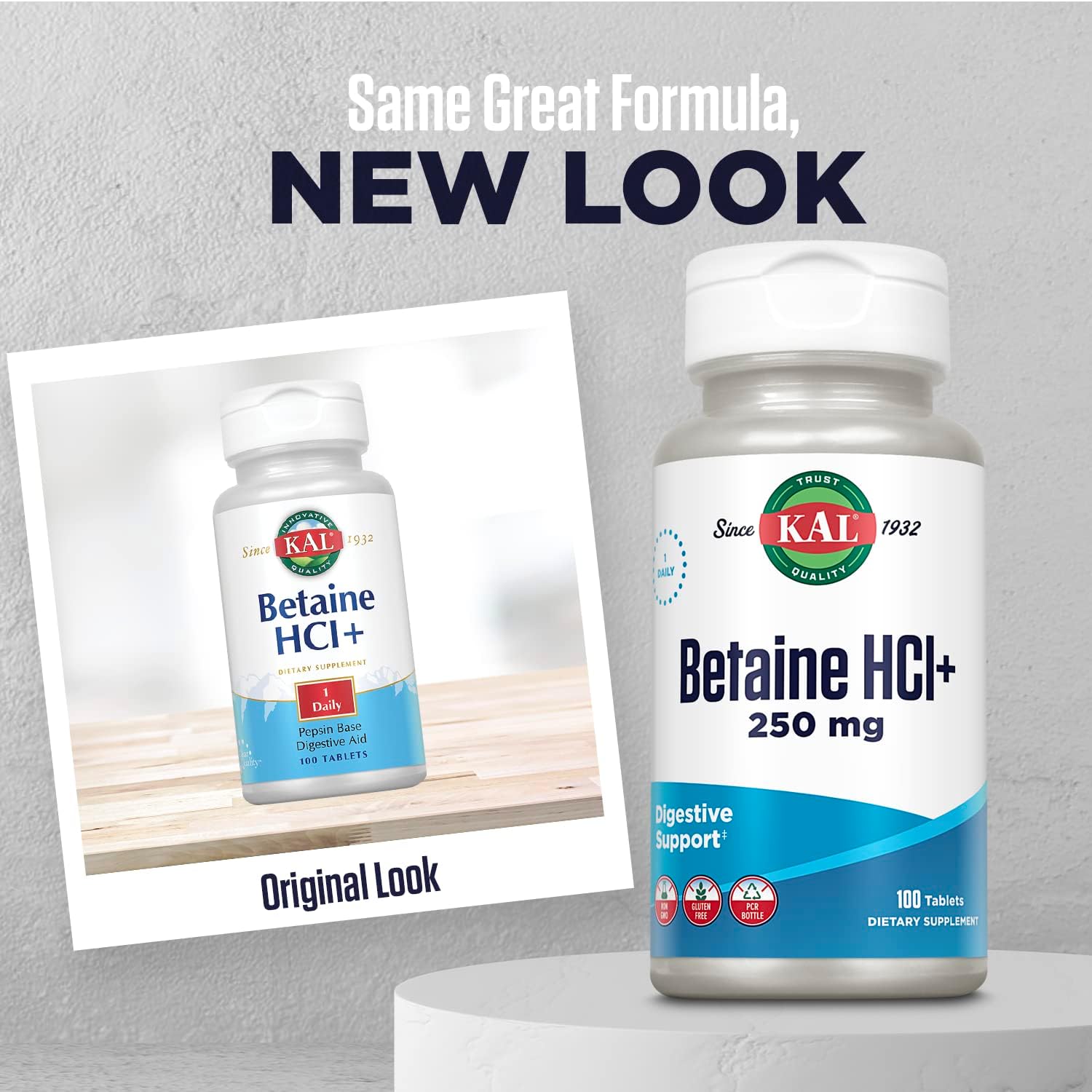 Betaine HCL with Pepsin Digestive Health Supplement - 250mg Betaine Hydrochloride, 130mg Pepsin, Gluten Free, Non-GMO - 100 Rapid Disintegration Tablets