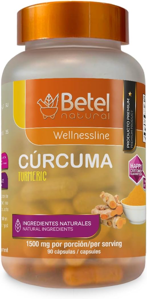 Betel Natural Premium Turmeric Curcuma Capsules - 1500 mg per Serving - 90 Capsules