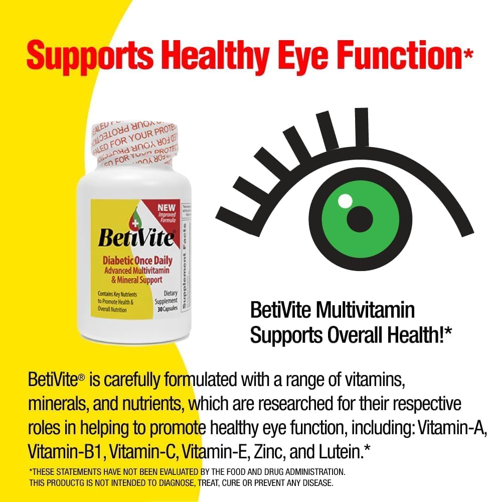 BetiVite Multi Vitamins with ALA, Lycopene, and Lutein for Nerve Function and Eye Health, 30 Day Supply