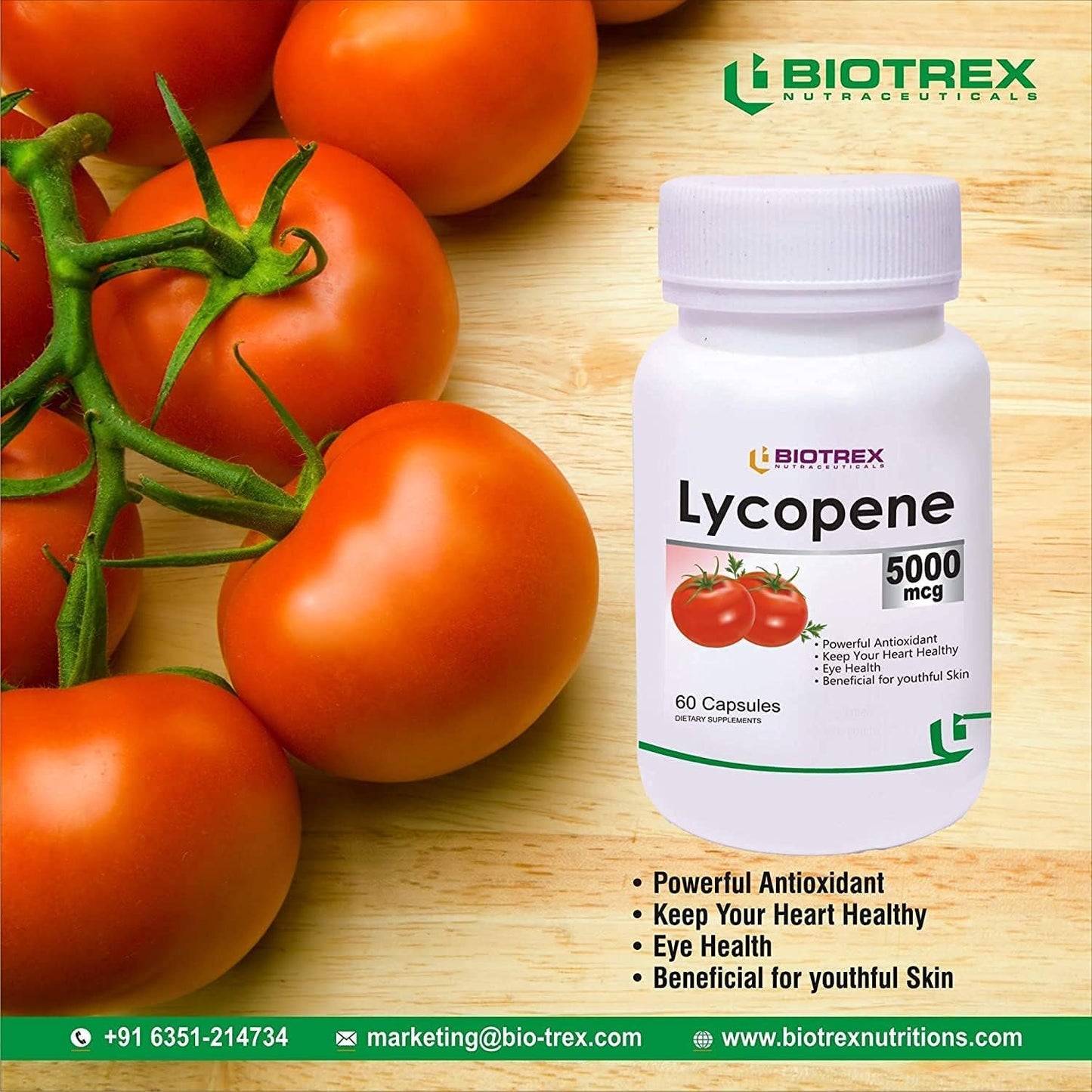 BETT Biotrex Lycopene with Multivitamins - 5000 Mcg Capsules for Overall Wellness