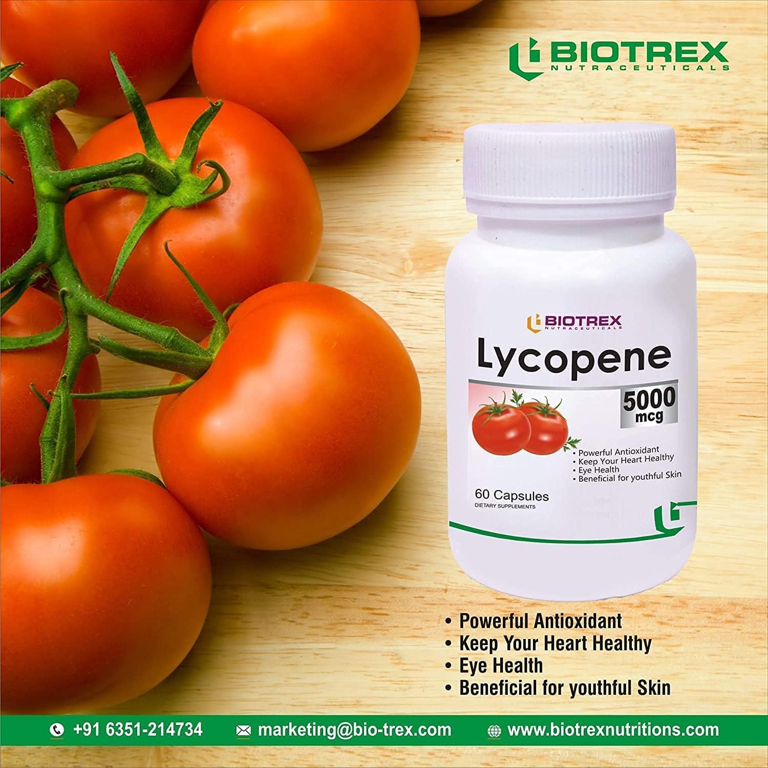 BETT Biotrex Lycopene with Multivitamins - 5000 Mcg Capsules for Overall Wellness