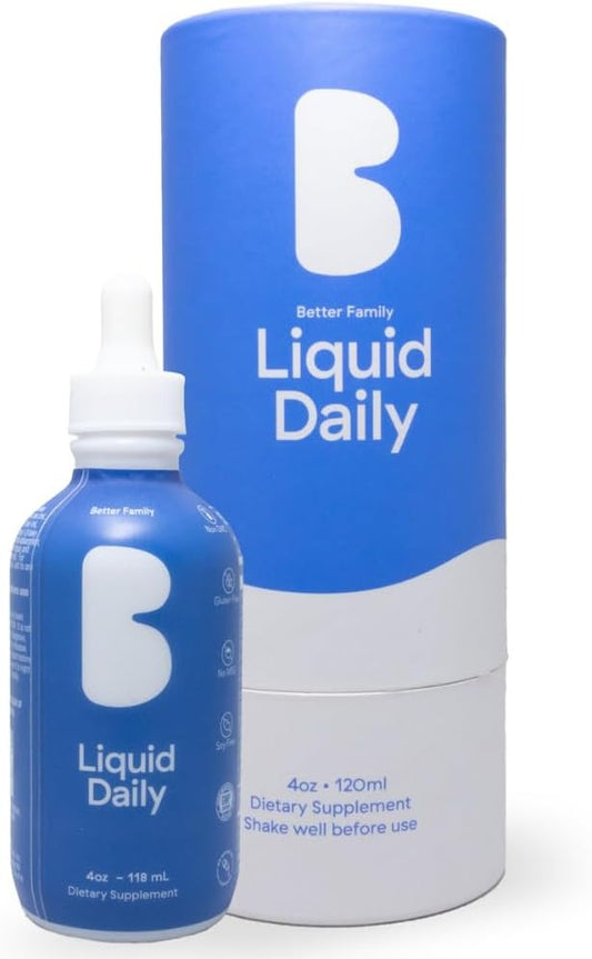 Better Family Liquid Daily Multivitamin - Methylated Vitamins - No Sugar - Gluten Free - All Ages & Genders - 4oz Bottle