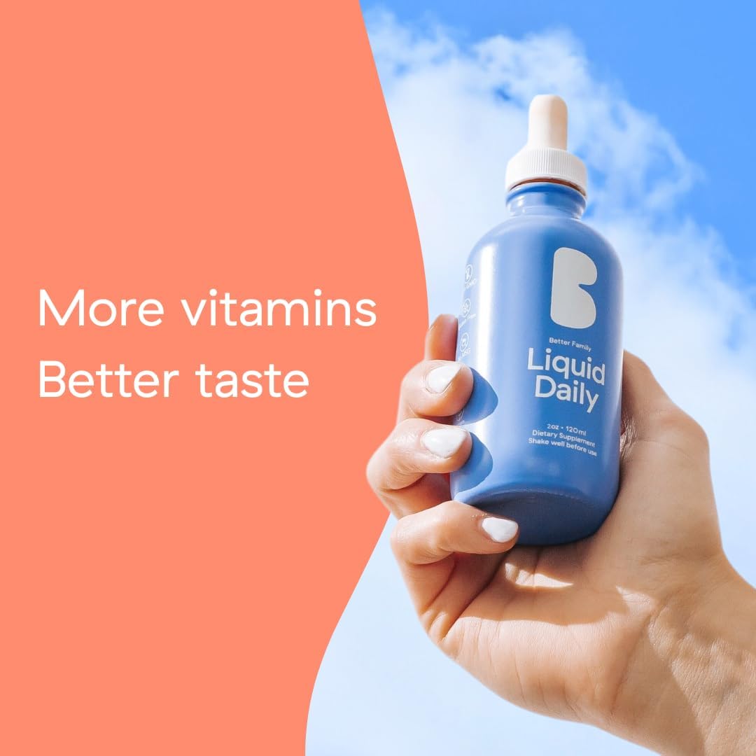 Better Family Liquid Daily Multivitamin - Methylated Vitamins - No Sugar - Gluten Free - All Ages & Genders - 4oz Bottle