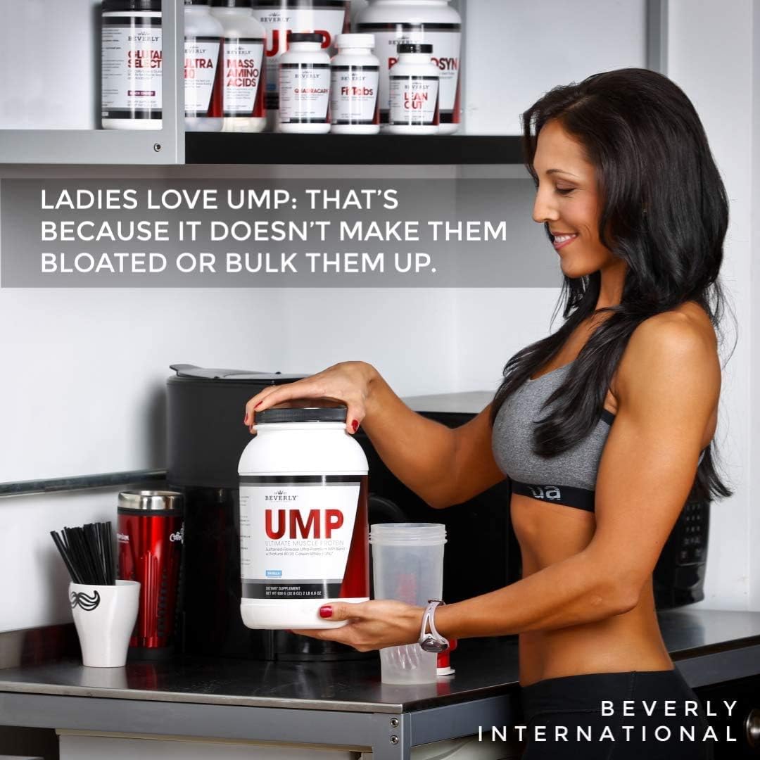 Beverly International UMP Protein Powder, Strawberry Flavor, 32.8 oz - Whey-Casein Blend for Lean Muscle, Digestion-Friendly, No Bloating.