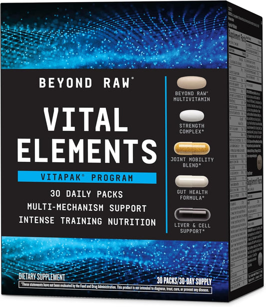 BEYOND RAW Vital Elements Vitapak Program 30 Servings - Comprehensive Multivitamin and Mineral Supplement Pack
