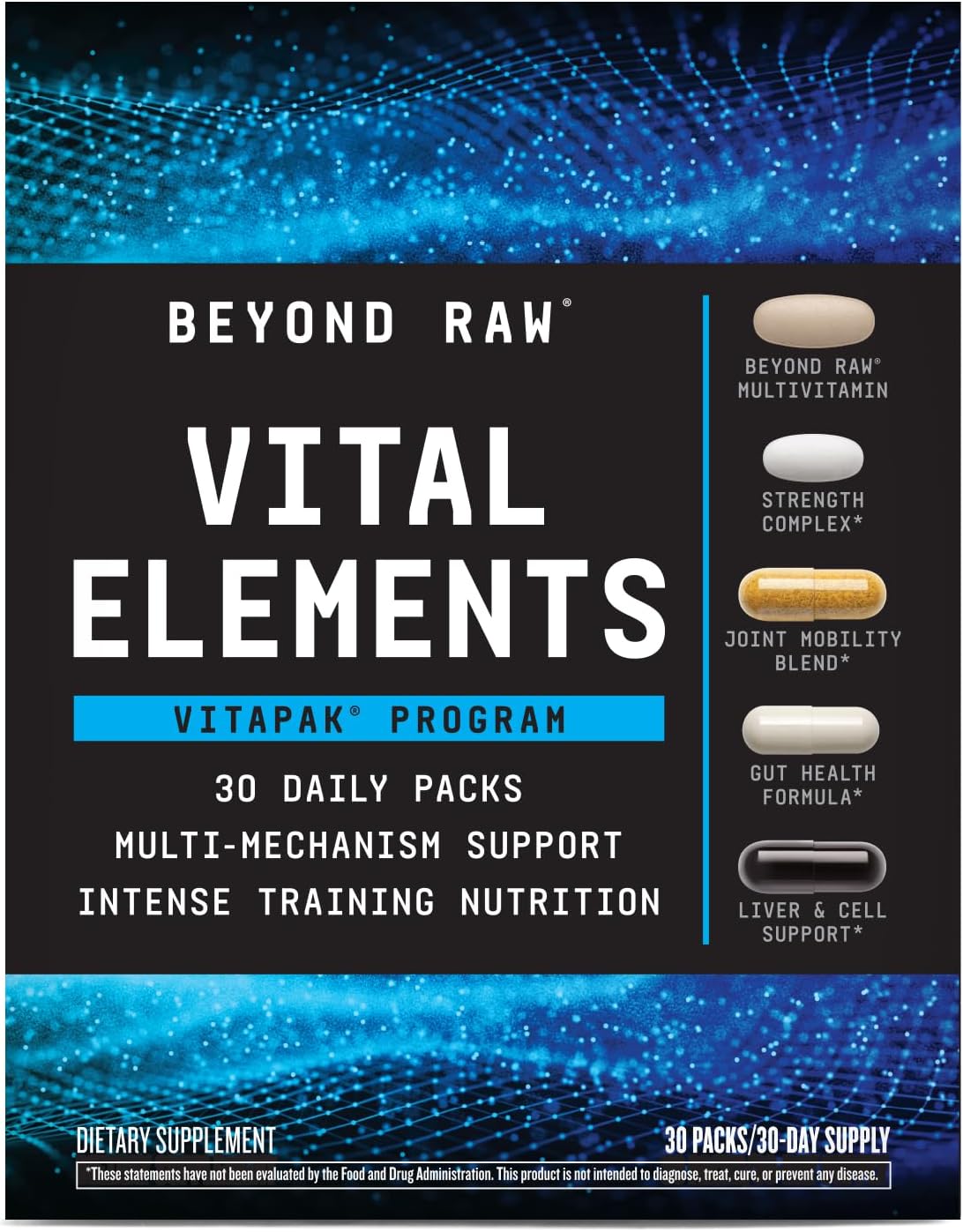 BEYOND RAW Vital Elements Vitapak Program 30 Servings - Comprehensive Multivitamin and Mineral Supplement Pack