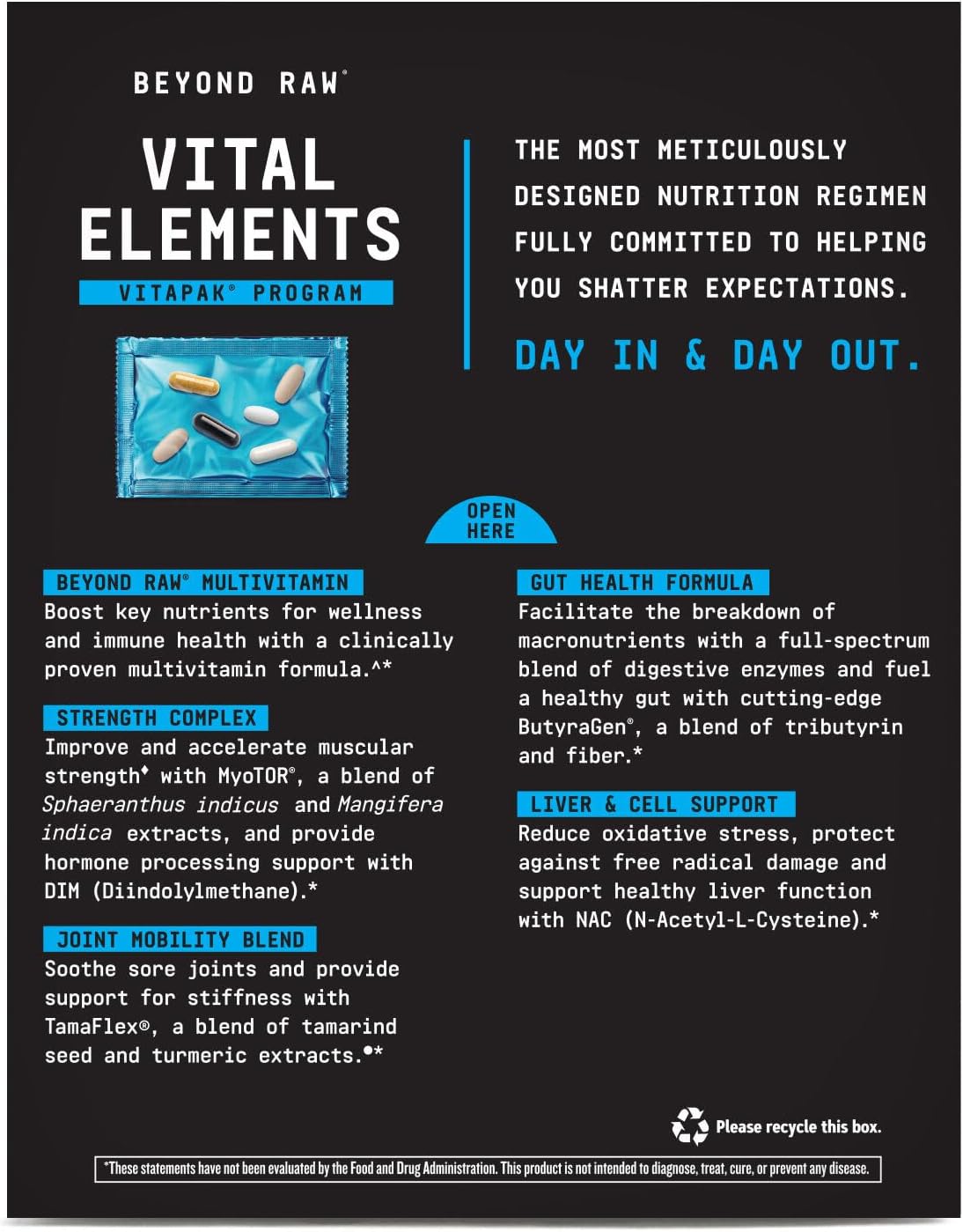 BEYOND RAW Vital Elements Vitapak Program 30 Servings - Comprehensive Multivitamin and Mineral Supplement Pack