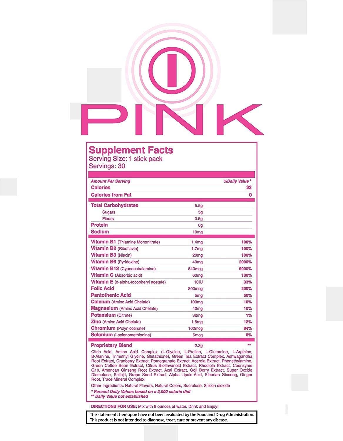 bhip Nature Pink i-Pnk Energy Drink Supplement - Promotes Skin Health and Hormonal Balance - 1 Bottle