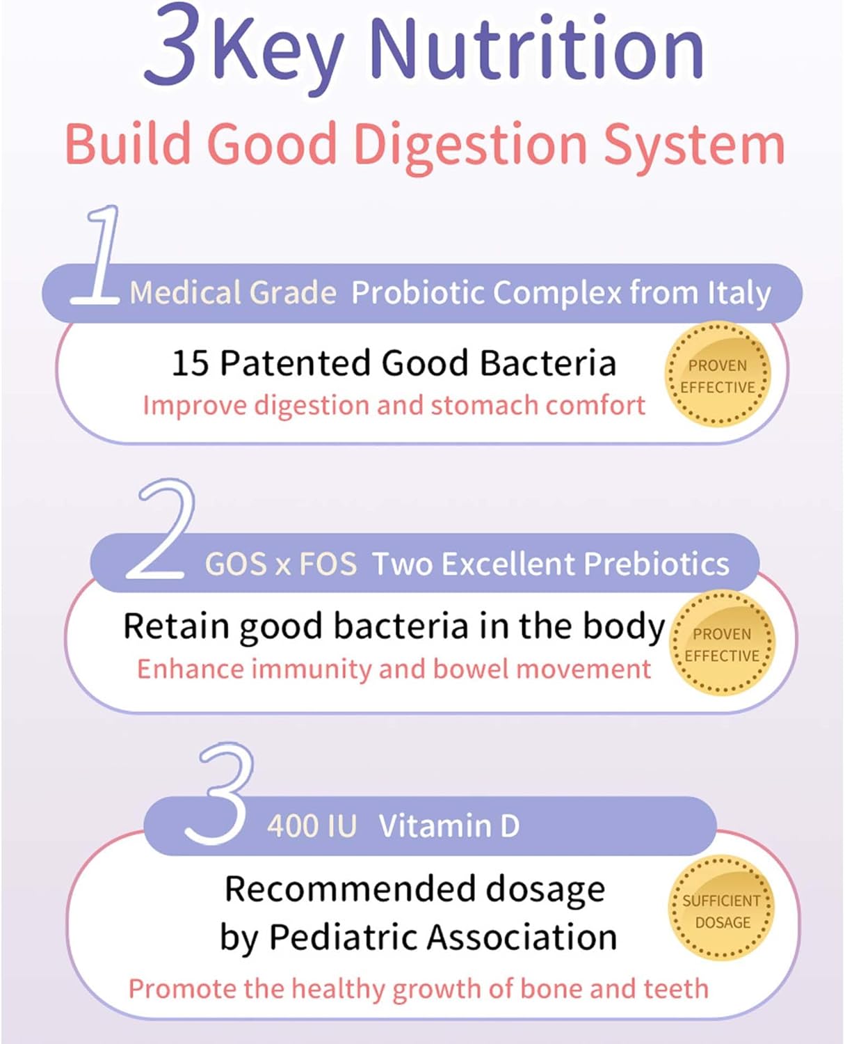 BHK Baby Probiotic Powder with Vitamin D for Colic, Gas, and Digestive Comfort - 30 Sticks for Newborns, Babies, and Infants