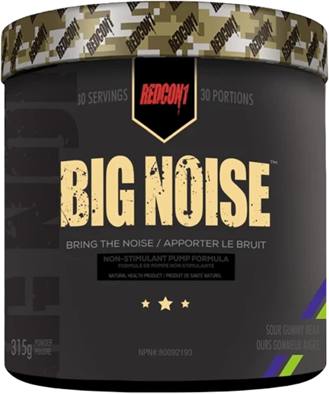 Big Noise Non-Stim Preworkout, Sour Gummy Bear Flavor - Enhanced with Betaine Anhydrous & Acetyl L-Carnitine for Focus and Endurance - Keto-Friendly, Caffeine-Free (30 Servings)