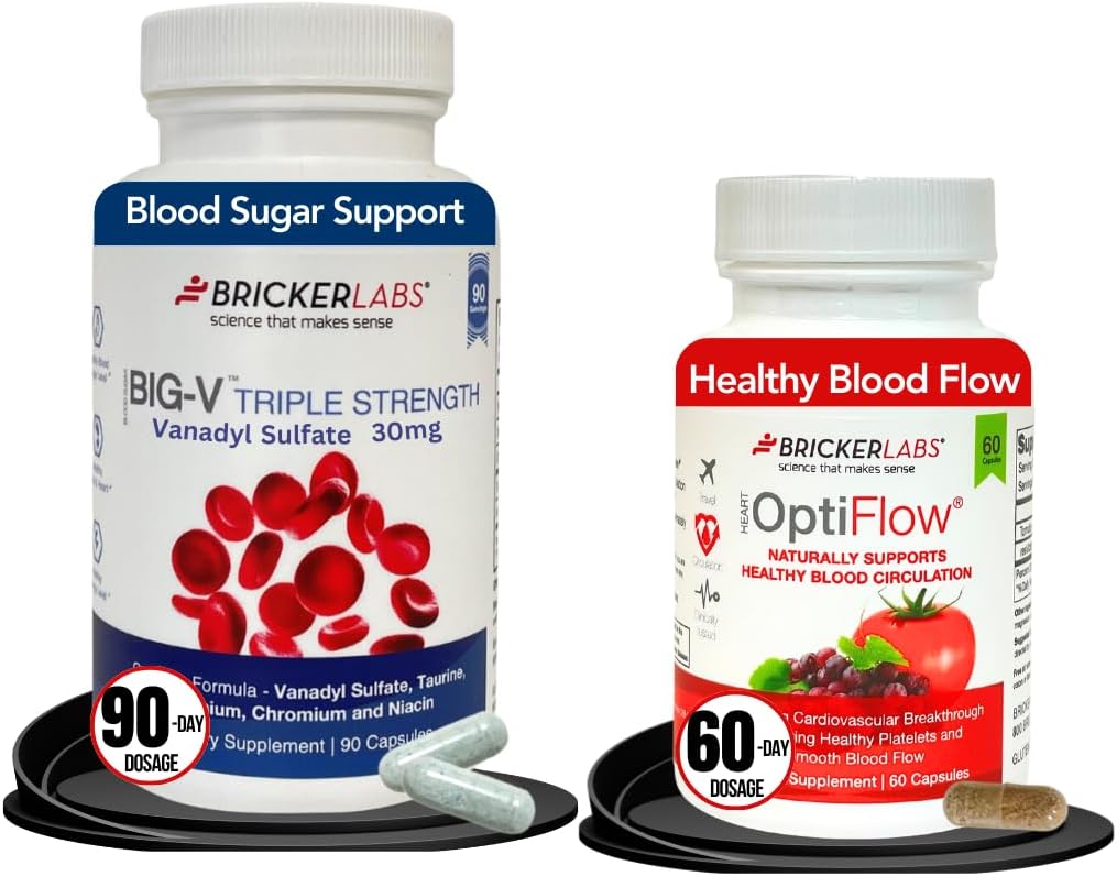 Big V Triple Strength Vanadyl Sulfate and OptiFlow Blood Flow Supplement - Supports Blood Flow and Sugar Balance