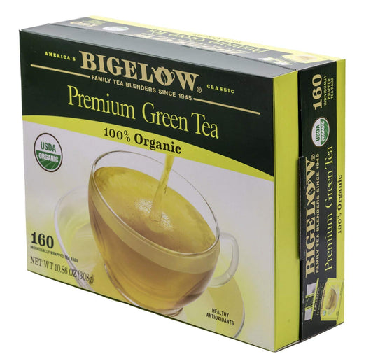 Bigelow Organic Green Tea Bags - Bulk 160-Count Box for Fresh and Flavorful Brews