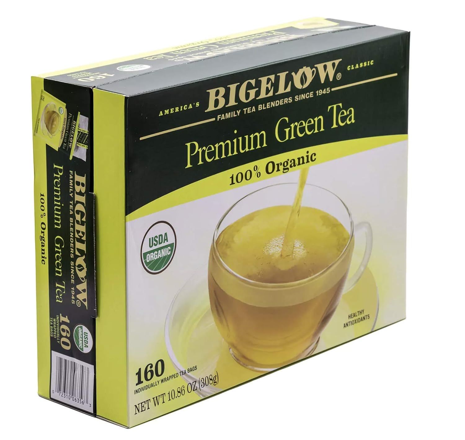 Bigelow Organic Green Tea Bags - Bulk 160-Count Box for Fresh and Flavorful Brews
