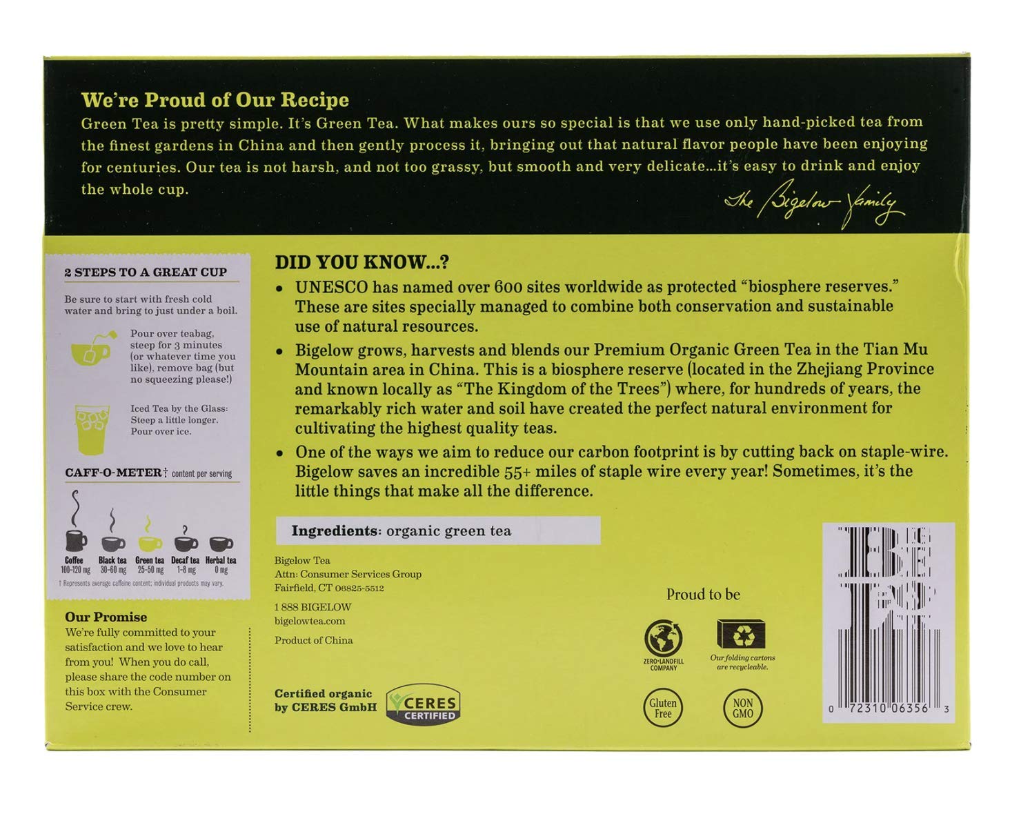 Bigelow Organic Green Tea Bags - Bulk 160-Count Box for Fresh and Flavorful Brews