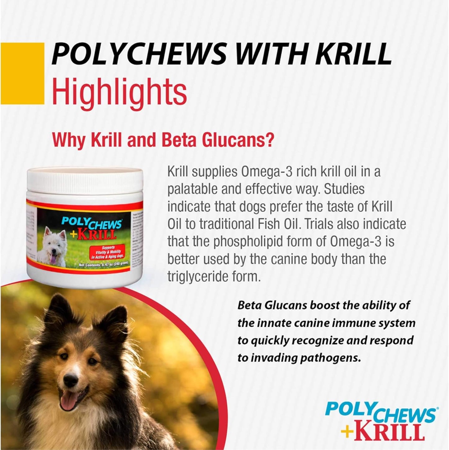 Bimeda Polychews Soft Chews with Krill and Beta Glucans for Joint Support, 60ct