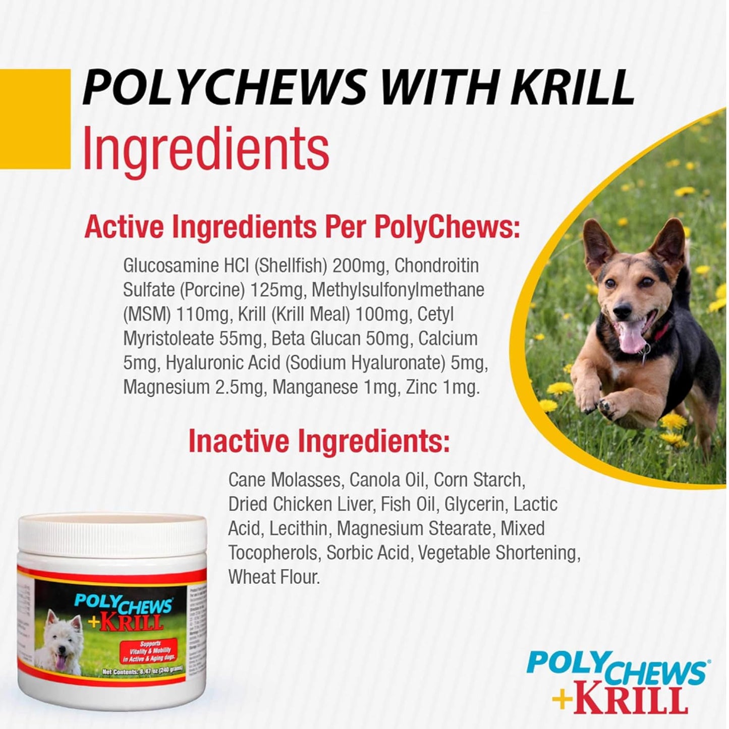 Bimeda Polychews Soft Chews with Krill and Beta Glucans for Joint Support, 60ct