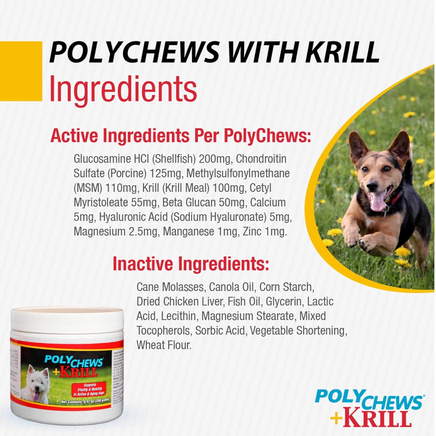 Bimeda Polychews Soft Chews with Krill and Beta Glucans for Joint Support, 60ct