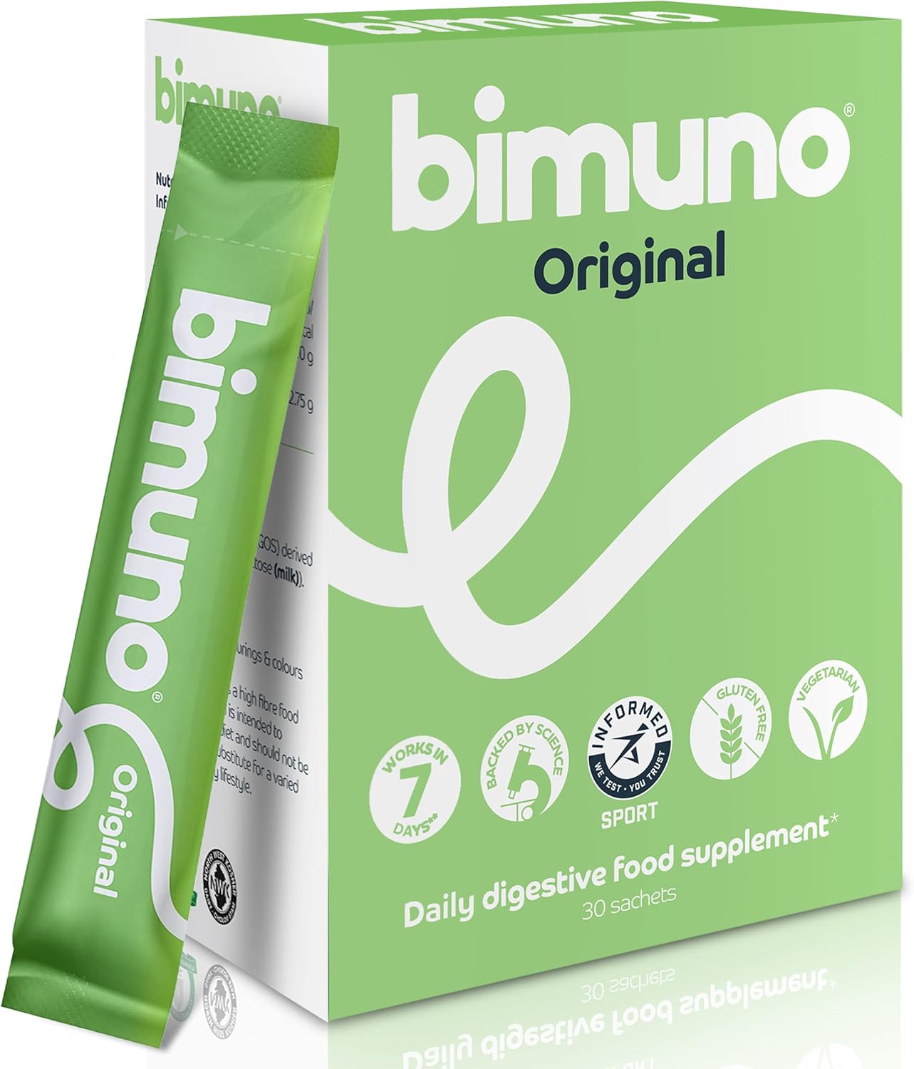 BIMUNO Original Prebiotic Supplement for Daily Gut Health - High Fiber, Vegetarian, Halal - 30 Sachets