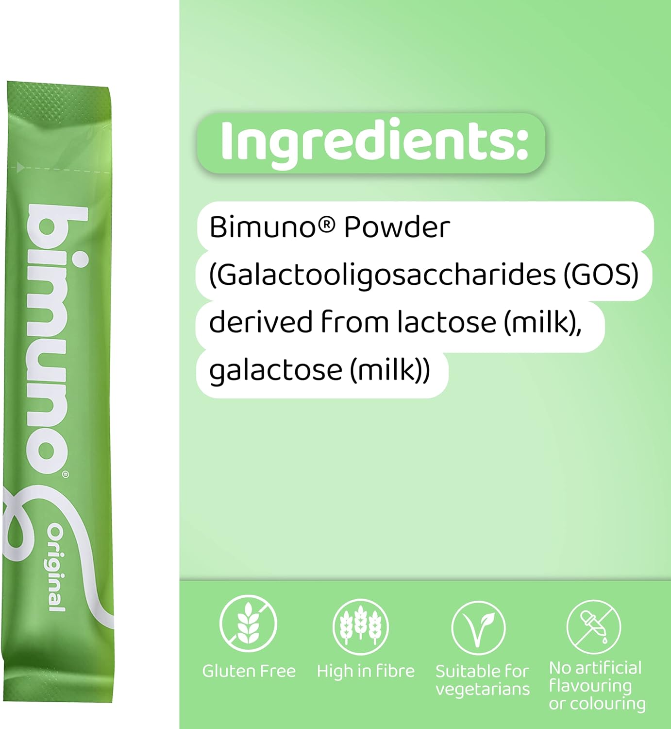 BIMUNO Original Prebiotic Supplement for Daily Gut Health - High Fiber, Vegetarian, Halal - 30 Sachets