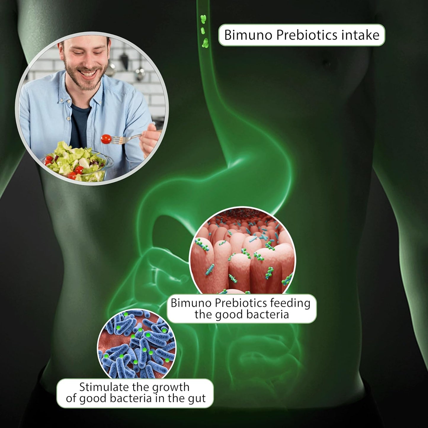 BIMUNO Original Prebiotic Supplement for Daily Gut Health - High Fiber, Vegetarian, Halal - 30 Sachets