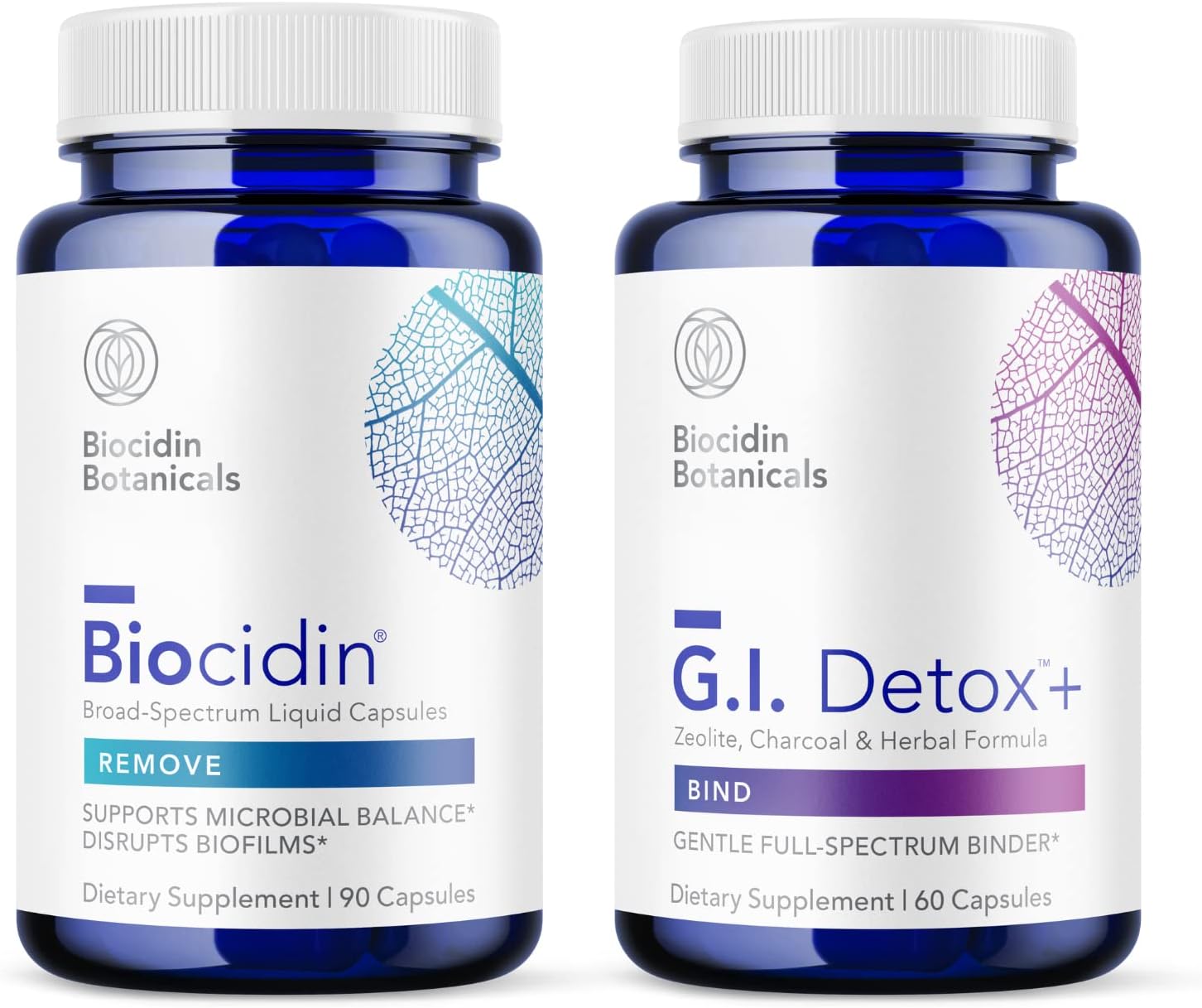 Bio-Botanical Research Biocidin Capsules & GI Detox+ Binder - 90 Count Detox Bundle for Healthy Digestion & Toxin Removal