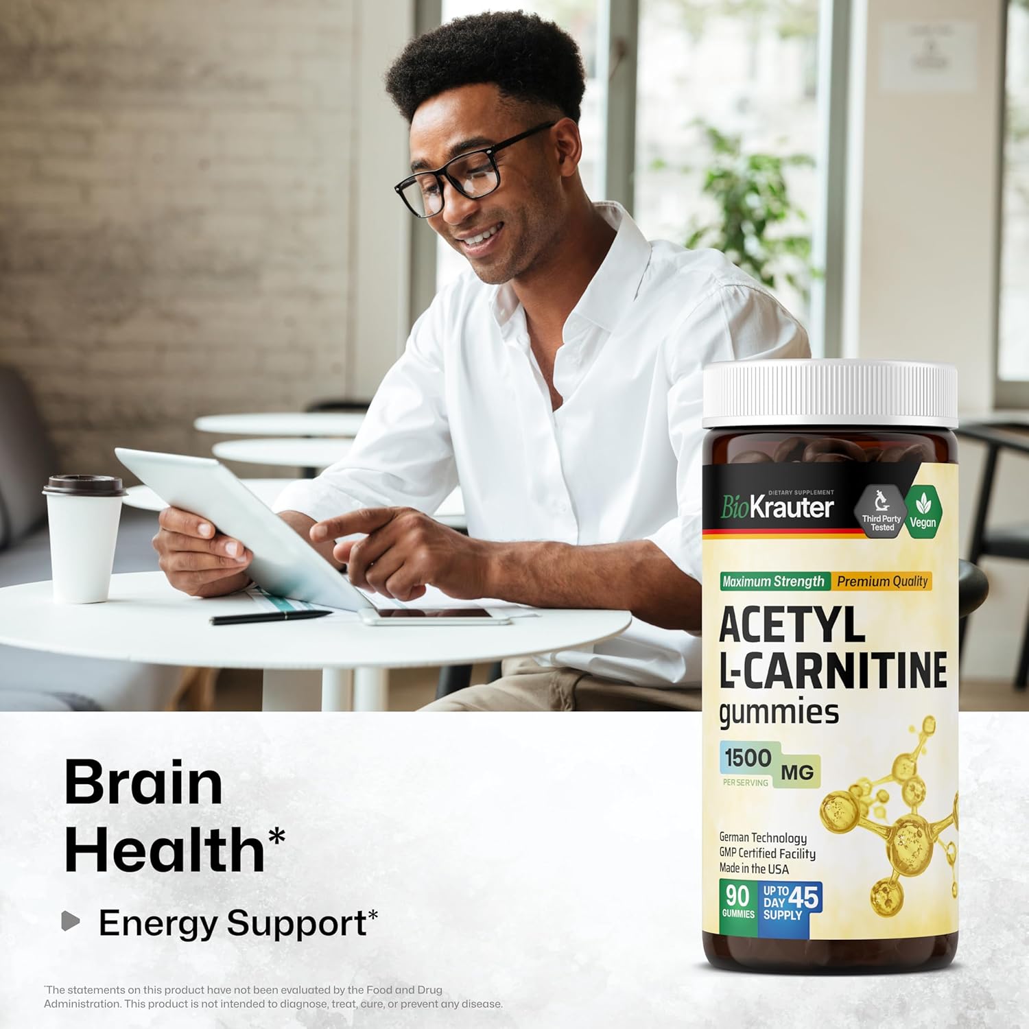 BIO KRAUTER Acetyl L-Carnitine and CoQ10 Gummies - 90 Count Each