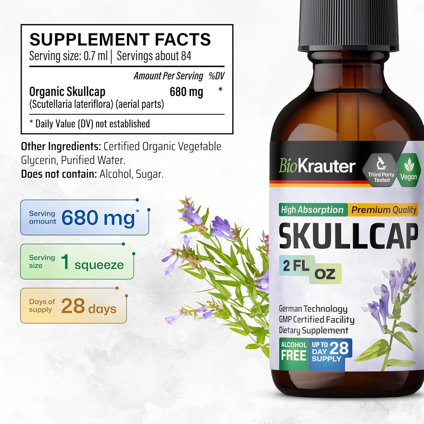 BIO KRAUTER Black Cohosh and Skullcap Tincture Bundle - 2 Fl. Oz. Each
