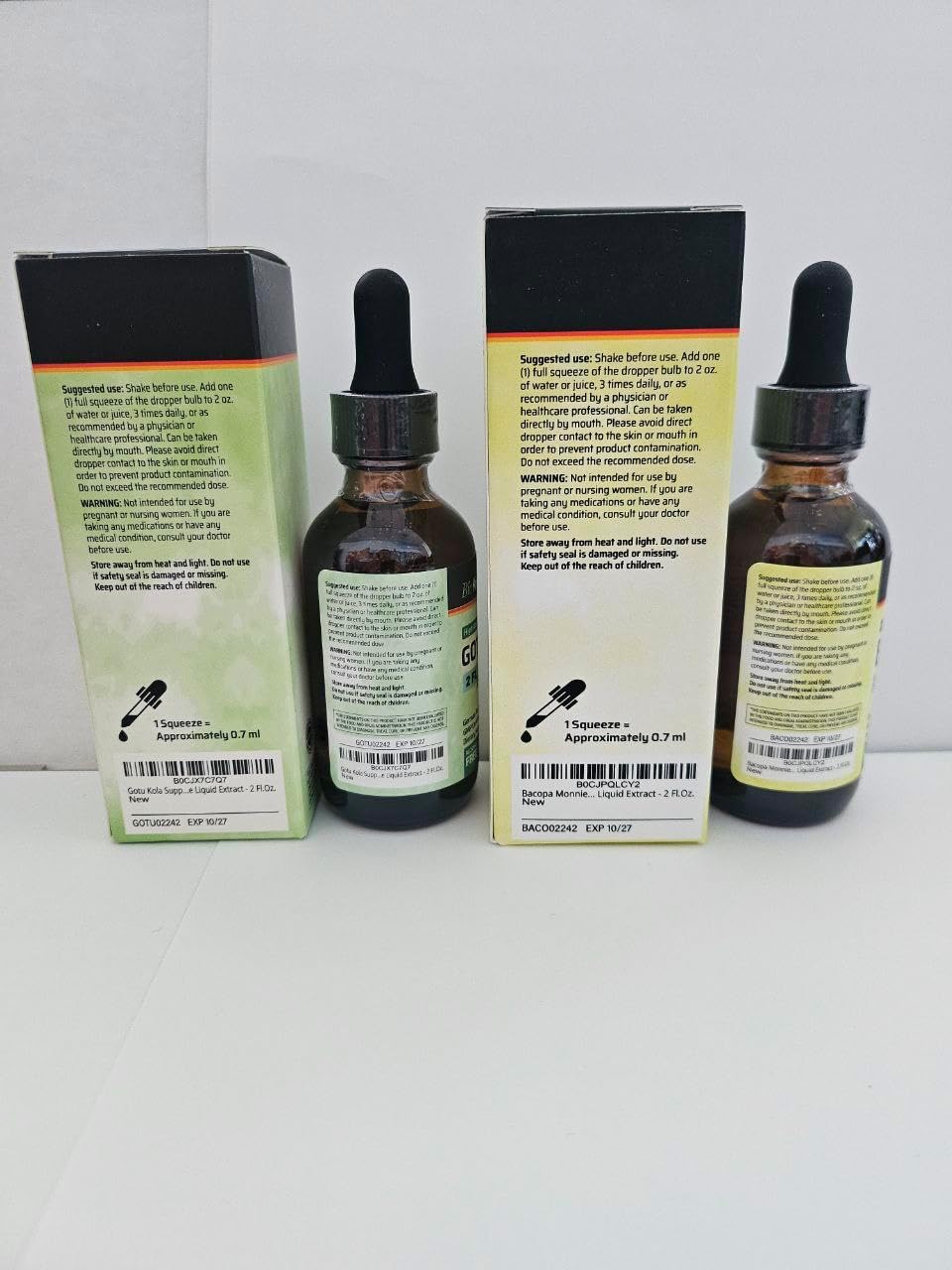 BIO KRAUTER Gotu Kola and Bacopa Tincture Combo - 2 Fl. Oz. each