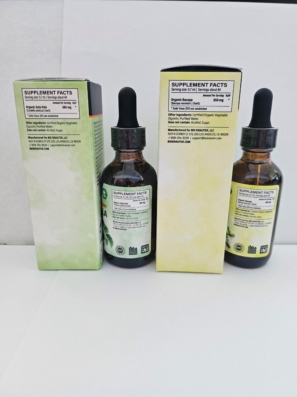 BIO KRAUTER Gotu Kola and Bacopa Tincture Combo - 2 Fl. Oz. each