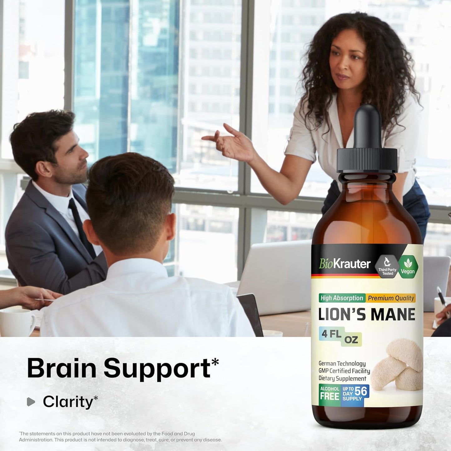 BIO KRAUTER L-Tyrosine Gummies with Lion's Mane Tincture - 90 Gummies & 4 Fl. Oz.