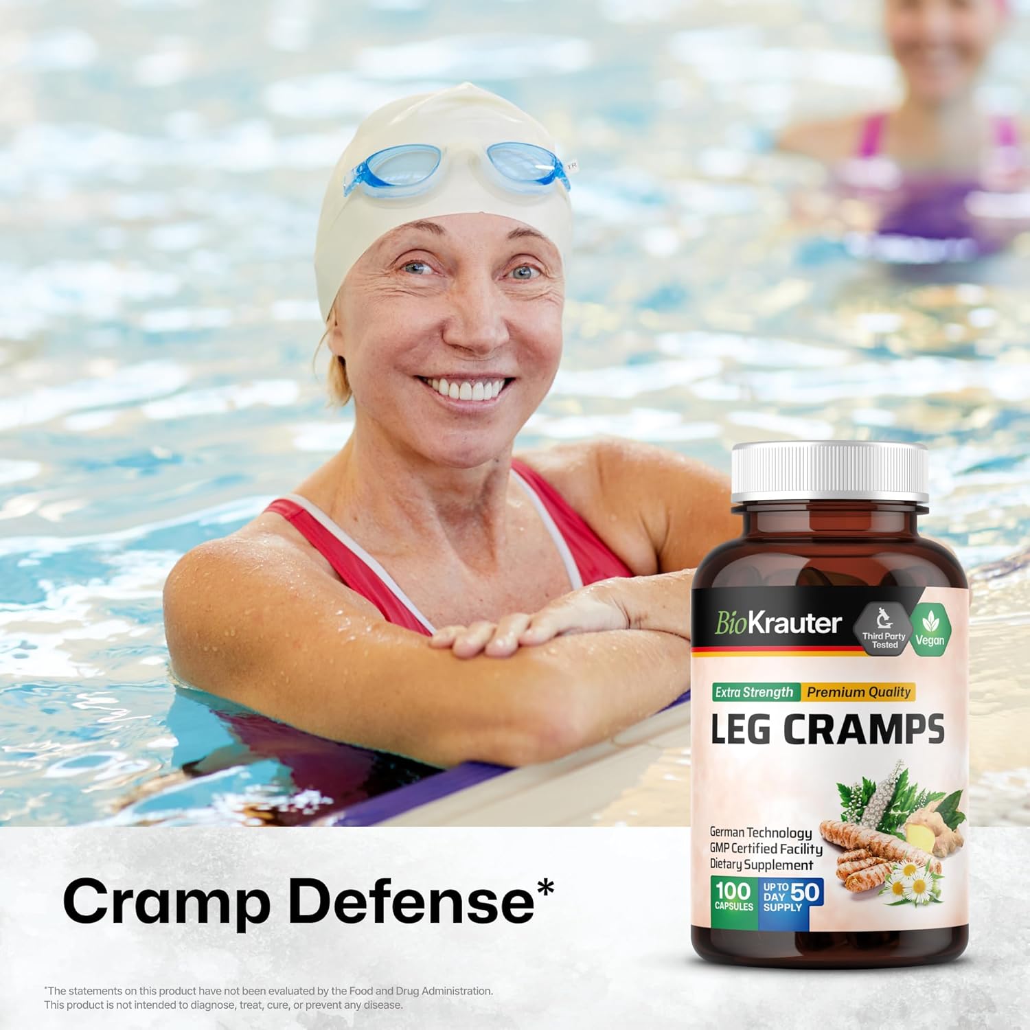 BIO KRAUTER Leg Cramps Capsules and Turmeric Tincture Bundle for Muscle Relief