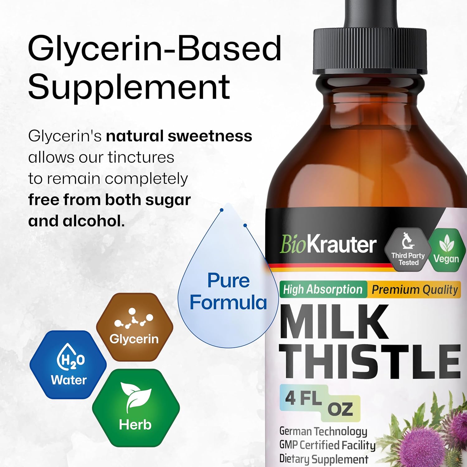 BIO KRAUTER Milk Thistle Gummies and Tincture Combo Pack - 60 Gummies & 4 Fl. Oz. Tincture