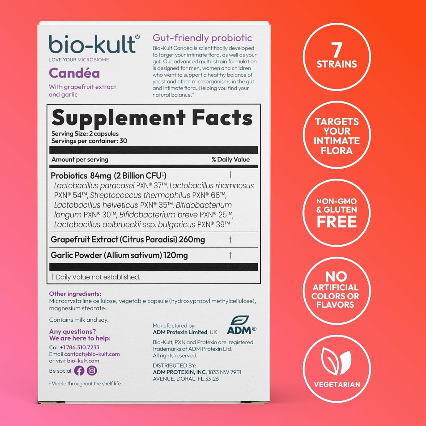 Bio-Kult Candéa Probiotic: Advanced Multi-Strain Formula for Intimate Flora - 60 Capsules with Grapefruit Extract and Garlic