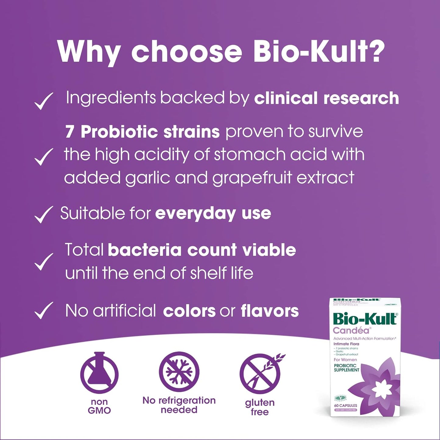 Bio-Kult Candéa Probiotic: Advanced Multi-Strain Formula for Intimate Flora - 60 Capsules with Grapefruit Extract and Garlic