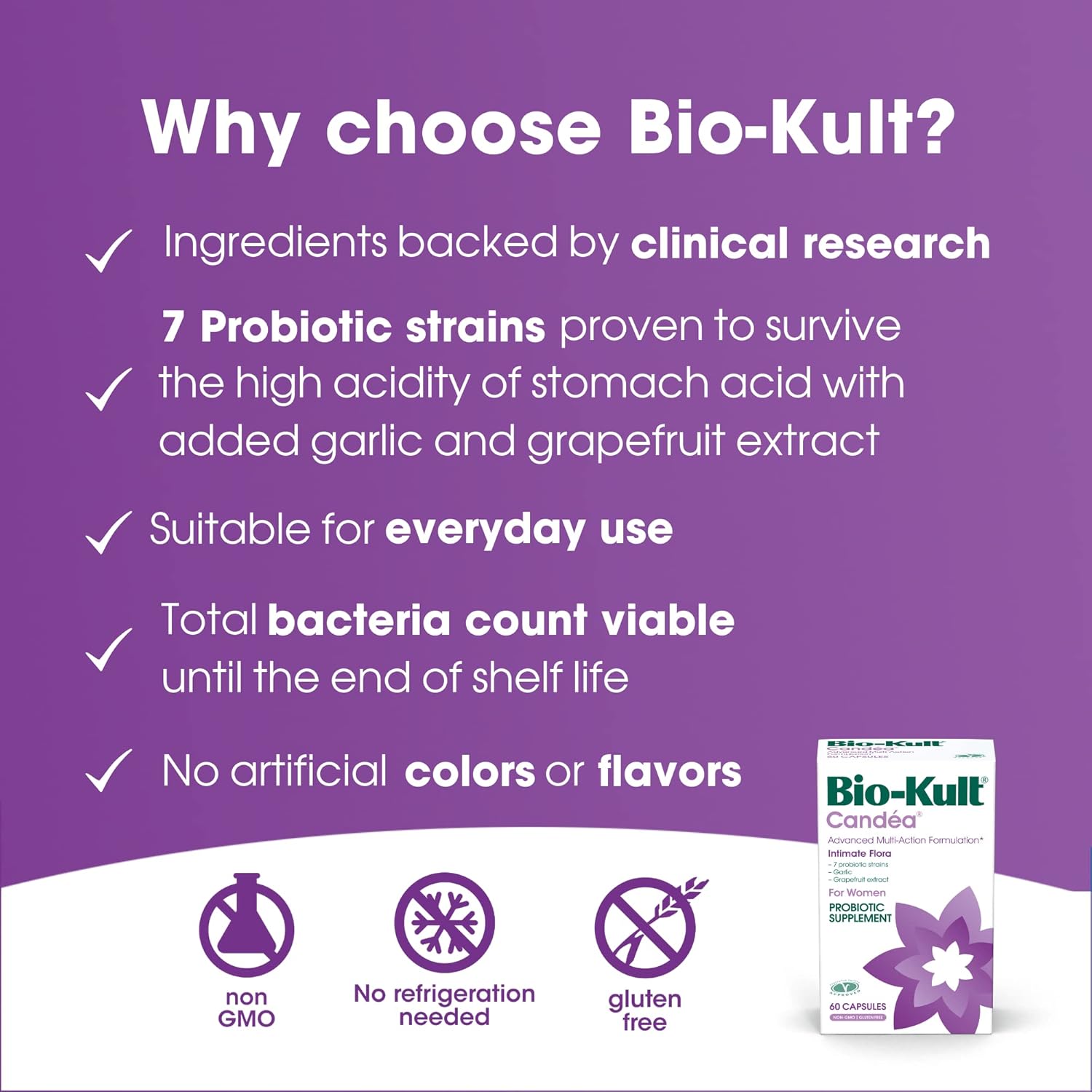 Bio-Kult Candéa Probiotic: Advanced Multi-Strain Formula for Intimate Flora - 60 Capsules with Grapefruit Extract and Garlic