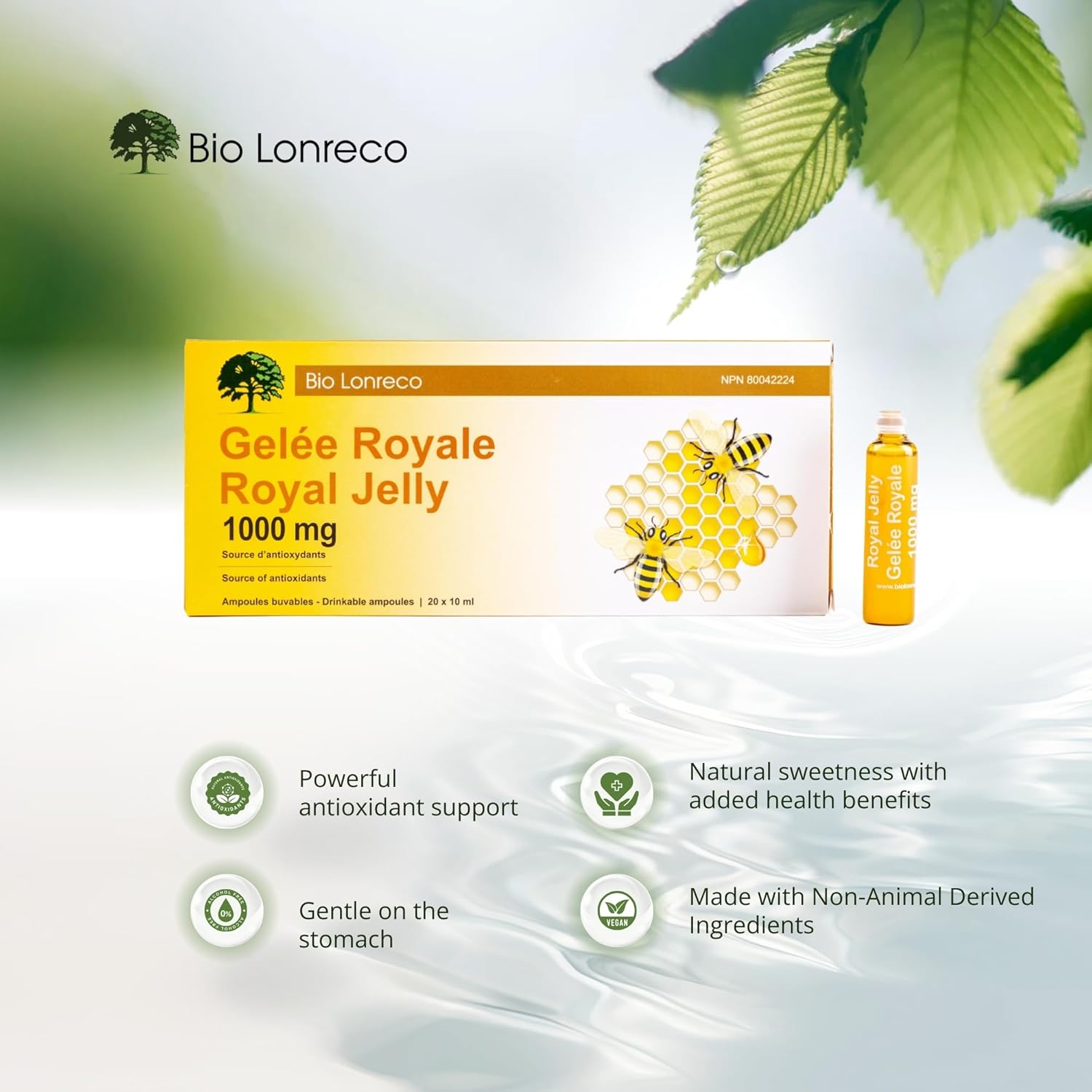 Bio Lonreco Inc. Royal Jelly 1000mg Liquid Ampoules - Pack of 20 x 10ml