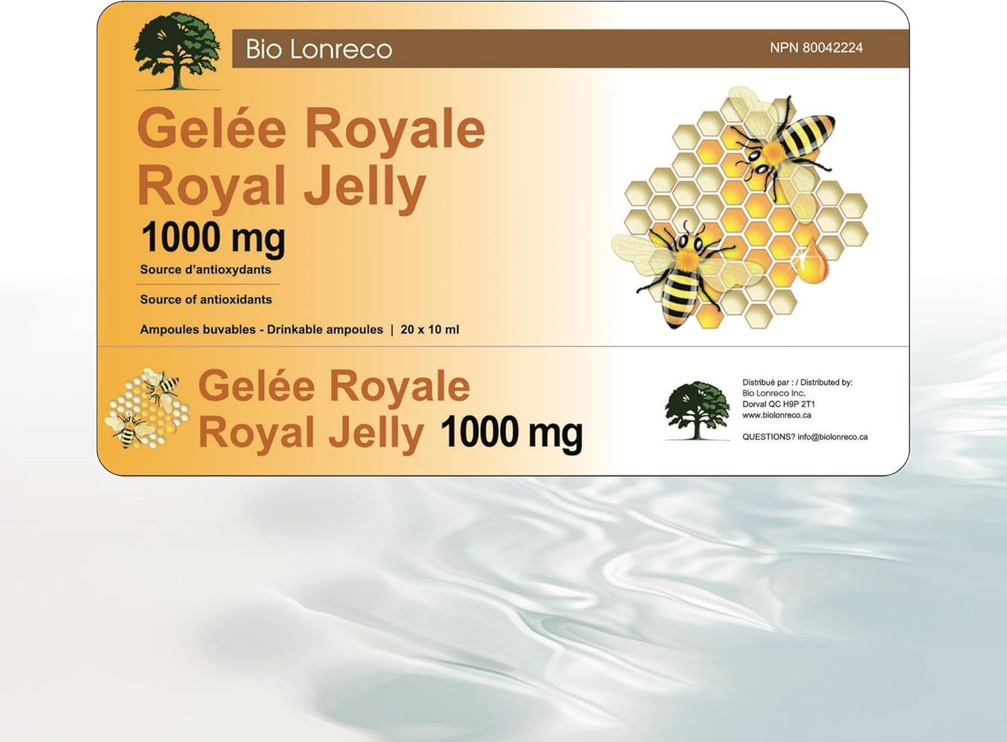 Bio Lonreco Inc. Royal Jelly 1000mg Liquid Ampoules - Pack of 20 x 10ml
