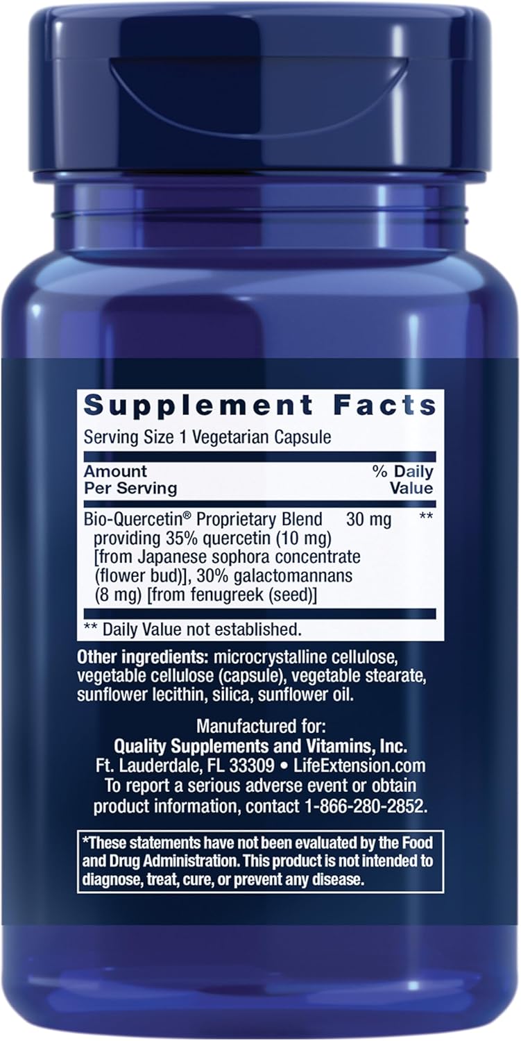 Bio-Quercetin Capsules for Immune & Heart Health Support, Gluten-Free, Antioxidant, 30 Vegetarian Capsules