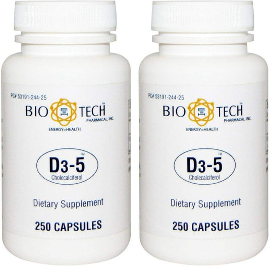Bio-Tech Pharmacal D3-5 (5,000 IU) Vitamin D3 Supplement - 500 Tablets